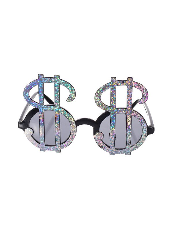 Silver Shiny Dollar Sign Sunglasses