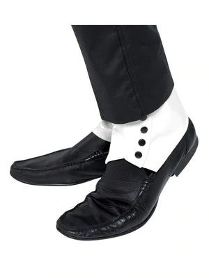 Spats White with Black Buttons