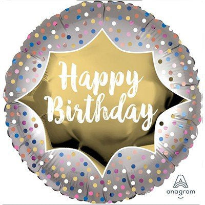 Happy Birthday Spotty Metallic Balloon