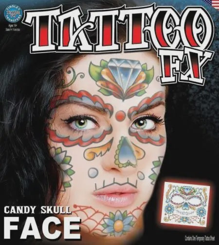 Face Candy Skull Temporary Tattoo