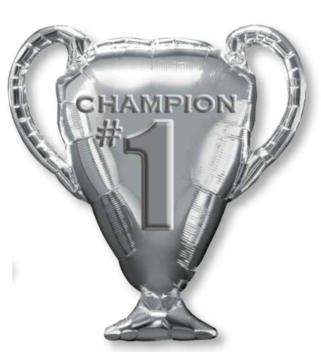 Silver Trophy Champion # 1 Supershape Foil Balloon