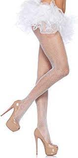 White Nylon Fishnet Pantyhose