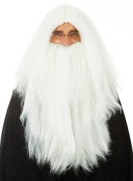 Merlin White Wizard Wig & Beard