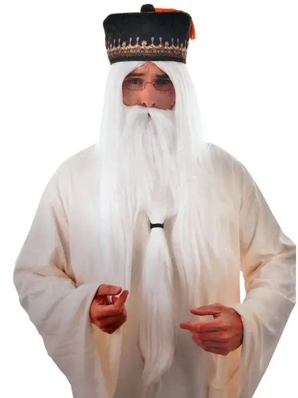 Wizard Wig and Beard White