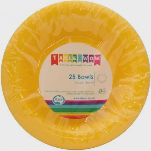 Yellow Plastic Bowls 25 Pack