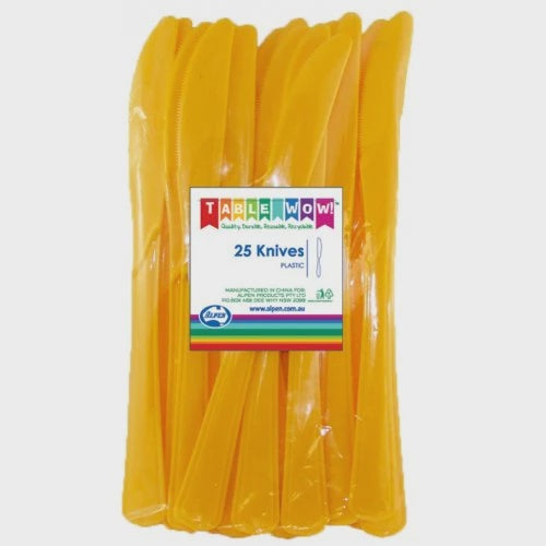 Yellow Plastic Knives Pack of 20